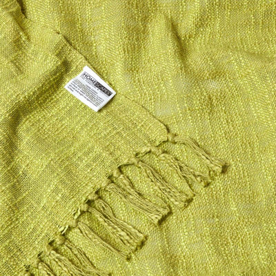 Homescapes Nirvana Slub Cotton Lime Green Throw, 225 x 255 cm