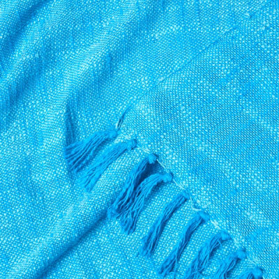 Homescapes Nirvana Slub Cotton Teal Throw, 255 x 360 cm