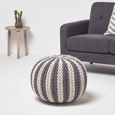 Grey store patterned pouffe