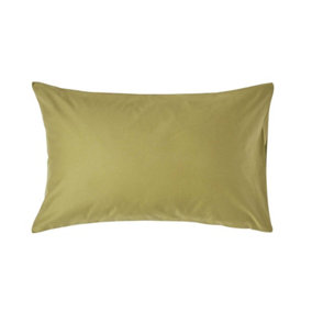 Homescapes Olive Green Cotton Housewife Pillowcase 1000 TC, Standard