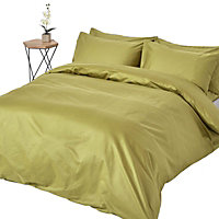 Homescapes Olive Green Egyptian Cotton Duvet Cover with Pillowcases 1000 Thread Count, Super King