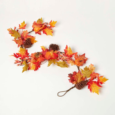 Homescapes Orange Autumn Garland with Pumpkins, 1.4m