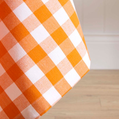 Homescapes Orange Block Check Cotton Gingham Tablecloth 137 x 228 cm