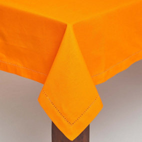 Homescapes Orange Cotton Square Tablecloth 137 x 137 cm