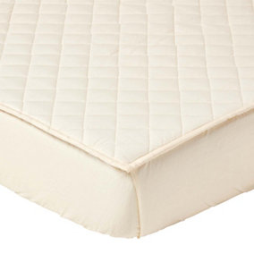 Homescapes Organic 300 TC Luxury Quilted Deep Fitted King Size Mattress Protector