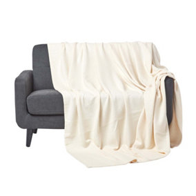 Homescapes Organic Cotton Waffle Blanket/ Throw Natural, 228 x 228 cm