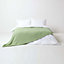 Homescapes Organic Cotton Waffle Blanket/ Throw Sage Green, 178 x 228 cm