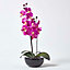 Homescapes Oriental Style Cerise Orchids in Black Bowl