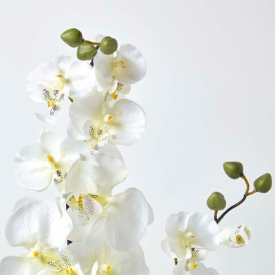 Homescapes Oriental Style Cream Orchids in Black Bowl