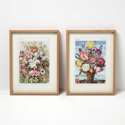 Homescapes Original Wall Decoration Botanical Flowers Set of Decorative Frames