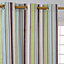 Homescapes Osaka Green Stripes Ready Made Eyelet Curtain Pair, 137 x 228 cm Drop