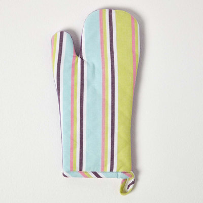 Homescapes Osaka Purple Stripe Cotton Oven Glove