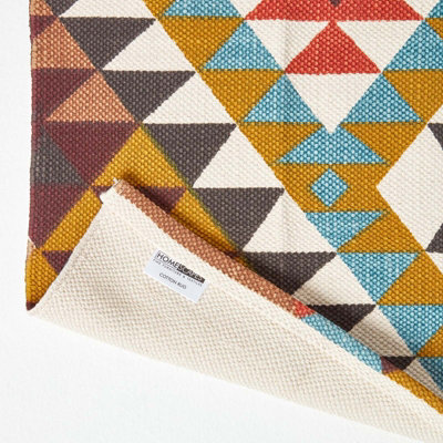 Homescapes Oslo Orange, Brown and Yellow Multi Coloured 100% Cotton ...