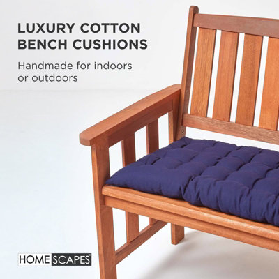 Homescapes Outdoor Bench Cushion Navy, Seater Garden Seat Pad