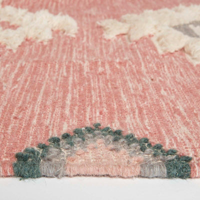 Homescapes Pali Pink Kilim Wool Rug 120 x 170 cm