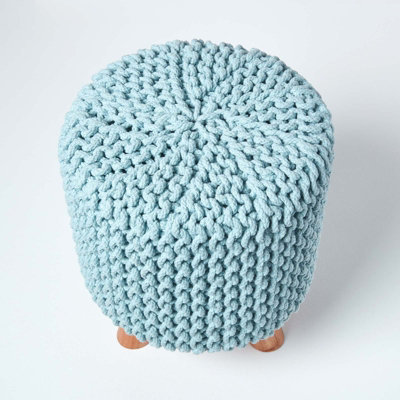 Blue deals knitted pouffe