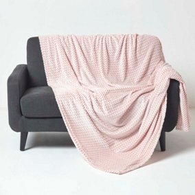 Homescapes Pastel Pink Mora Faux Fur Velvet Throw  130 x 160 cm
