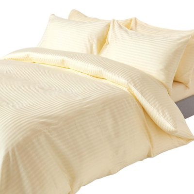 Homescapes Pastel Yellow Egyptian Cotton Duvet Cover and Pillowcases 330 TC, King