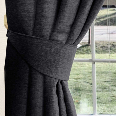 Homescapes Pewter Grey Chenille Curtain Tie Back Pair