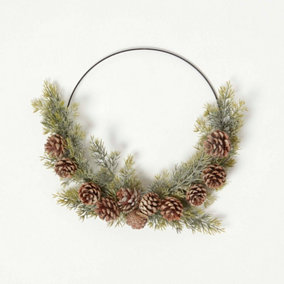Homescapes Pinecone & Green Fir Wire Christmas Wreath