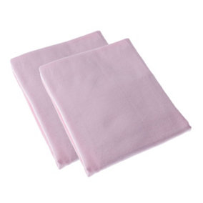 Homescapes Pink Brushed Cotton Cot Flat Sheet Pair 100% Cotton, 100 x 150 cm