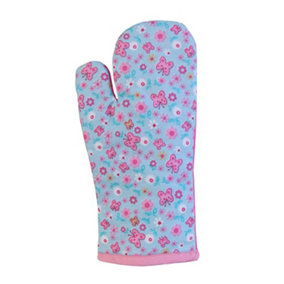 Homescapes Pink Butterflies Cotton Oven Glove