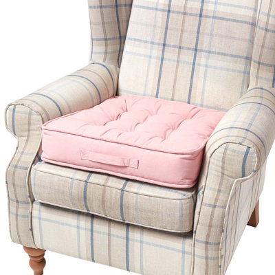 Homescapes Pink Cotton Armchair Booster Cushion