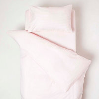 Homescapes Pink Cotton Stripe Cot Bed Duvet Cover Set 330 Thread Count