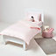 Homescapes Pink Cotton Stripe Cot Bed Duvet Cover Set 330 Thread Count