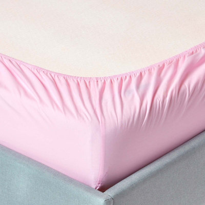 Homescapes Pink Egyptian Cotton Deep Fitted Sheet 200 TC, Single