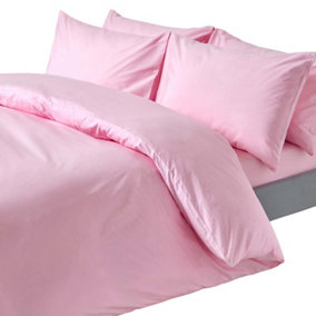 Homescapes Pink Egyptian Cotton Duvet Cover with Pillowcases 200 TC, King