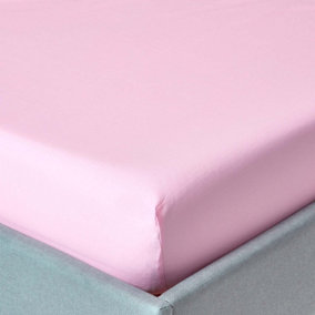 Homescapes Pink Egyptian Cotton Fitted Sheet 200 TC, Small Double