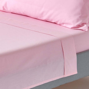Homescapes Pink Egyptian Cotton Flat Sheet 200 TC, Double