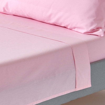 Homescapes Pink Egyptian Cotton Flat Sheet 200 TC, Super King DIY at B&Q