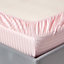 Homescapes Pink Egyptian Cotton Satin Stripe Fitted Sheet 330 TC, Double