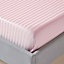 Homescapes Pink Egyptian Cotton Satin Stripe Flat Sheet 330 TC, Double