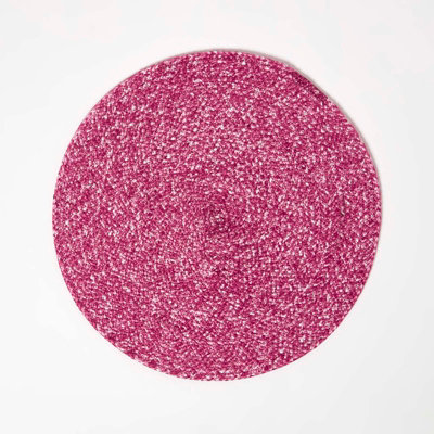Homescapes Pink Handwoven Round Placemats Set of 4