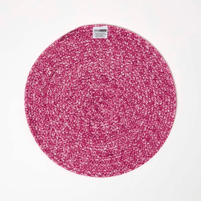 Homescapes Pink Handwoven Round Placemats Set of 4