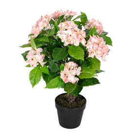 Homescapes Pink Hydrangea Bush Artificial Plant with Pot, 70 cm