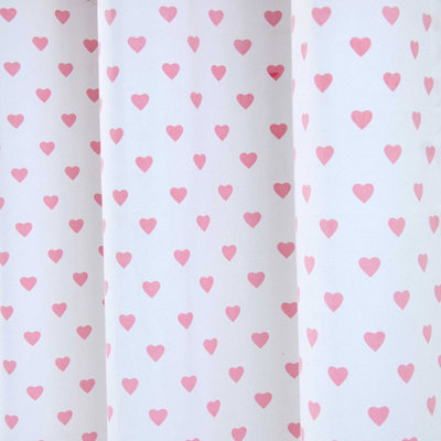 Homescapes Pink Love Hearts Ready Made Eyelet Curtain Pair, 117 x 137 cm Drop