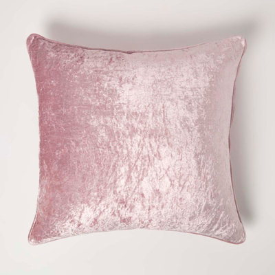 Homescapes Pink Luxury Crushed Velvet Cushion Cover 45 x 45 cm DIY at B&Q