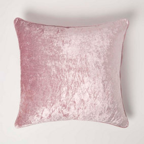 Homescapes Pink Luxury Crushed Velvet Cushion Cover 60 x 60 cm