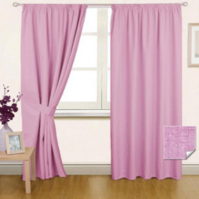 Homescapes Pink Pencil Pleat Blackout Curtain Pair, 66 x 72"