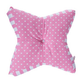 Homescapes Pink Polka Dots Star Floor Cushion