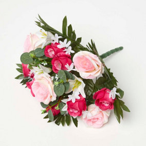 Homescapes Pink Rose & Lily Bouquet