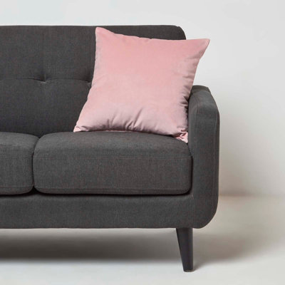 Homescapes Pink Velvet Cushion, 45 x 45 cm