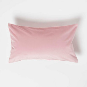Homescapes Pink Velvet Cushion, Bolster 30 x 50 cm