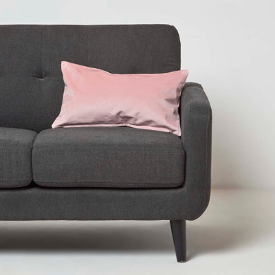 Homescapes Pink Velvet Cushion, Bolster 30 x 50 cm