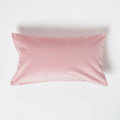 Homescapes Pink Velvet Cushion, Bolster 30 x 50 cm