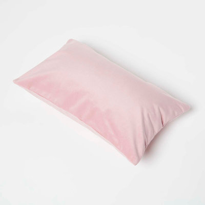 Homescapes Pink Velvet Cushion, Bolster 30 x 50 cm